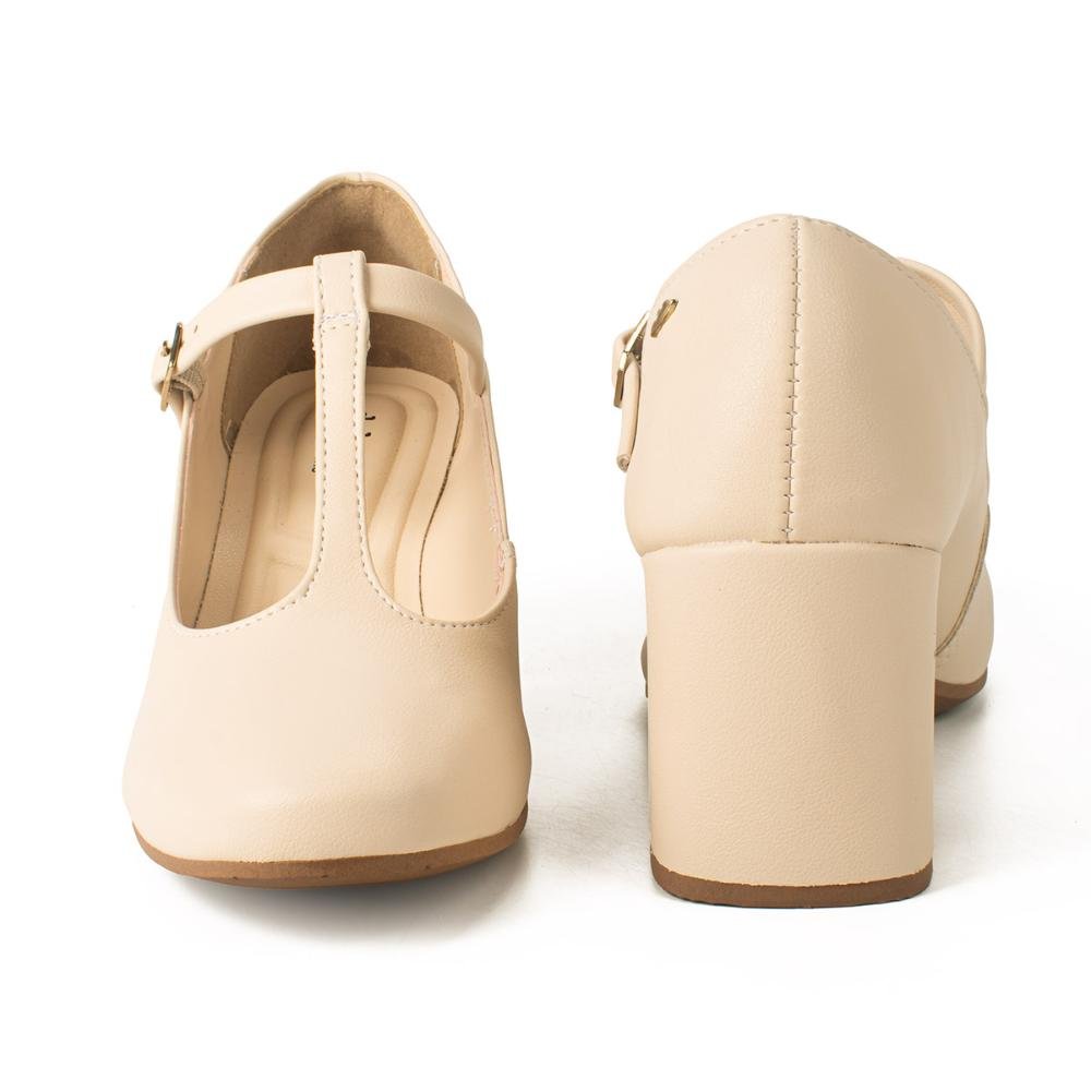 Sapato Dakota de Salto Bloco Feminino G9731 Bege Claro 4