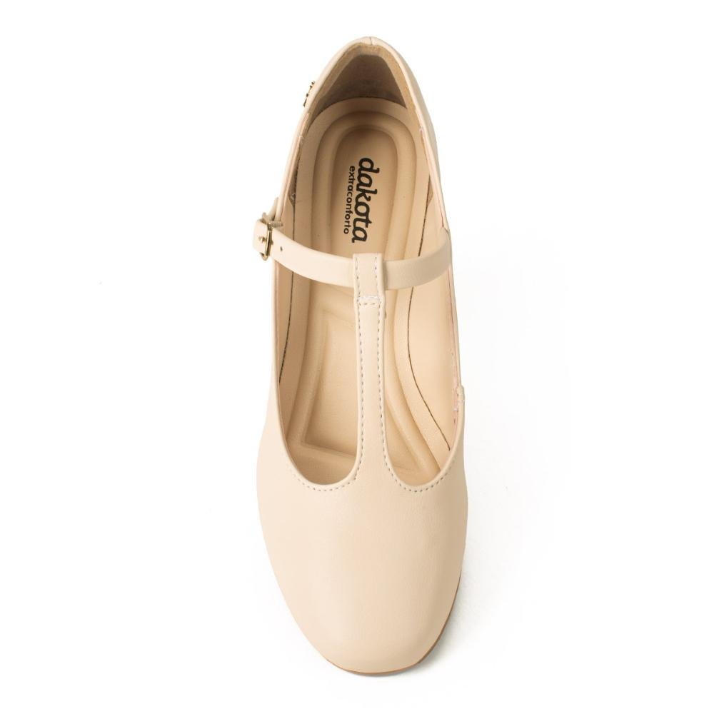 Sapato Dakota de Salto Bloco Feminino G9731 Bege Claro 6