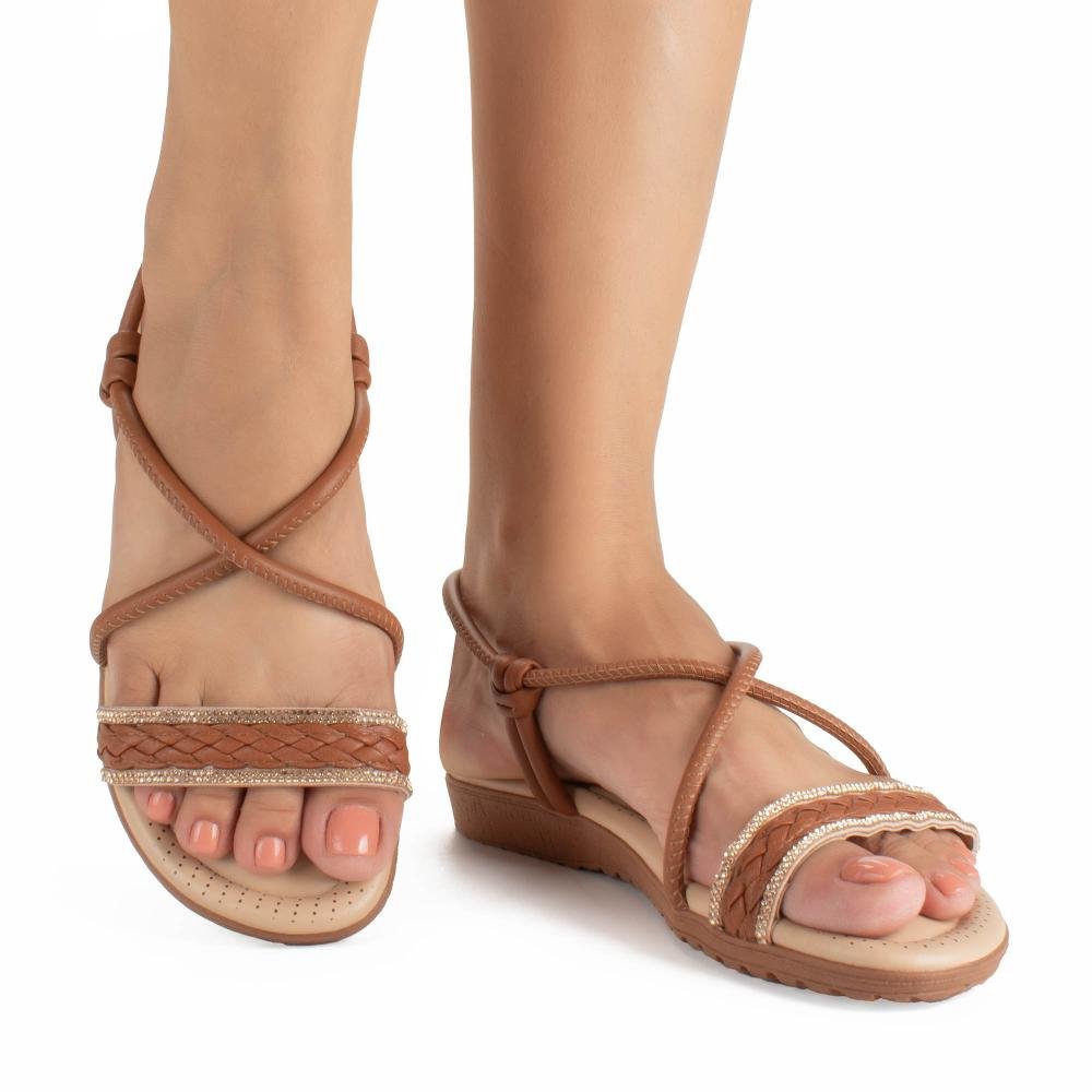 Sandália Campesí Anabela Feminina CE612 Caramelo 2