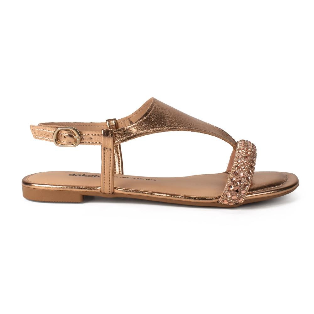 Sandália Dakota Rasteira Metalizada Feminina Y9651 Rosé 3