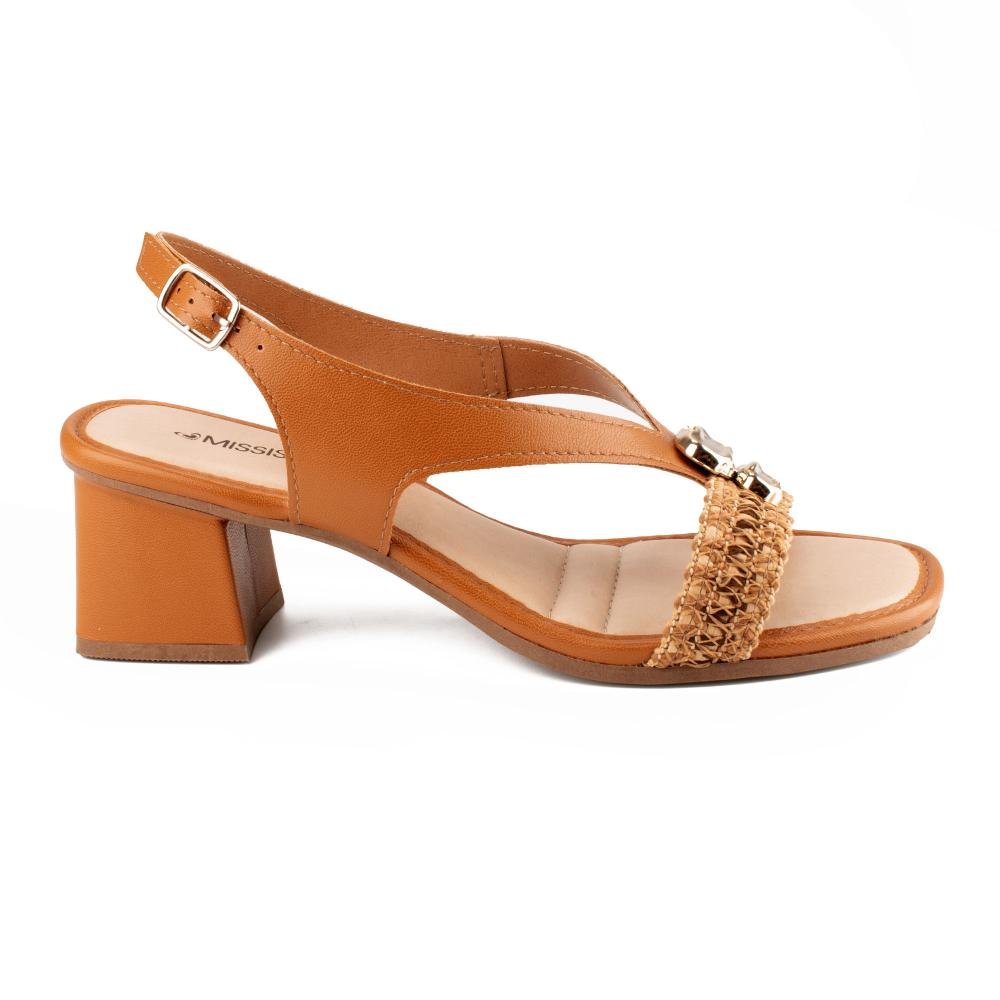 Sandália Mississipi de Salto Bloco Feminina MF722 Caramelo 3