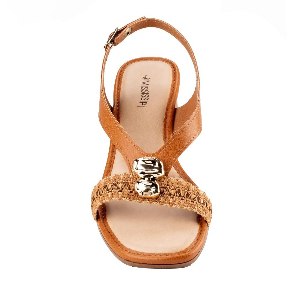 Sandália Mississipi de Salto Bloco Feminina MF722 Caramelo 6