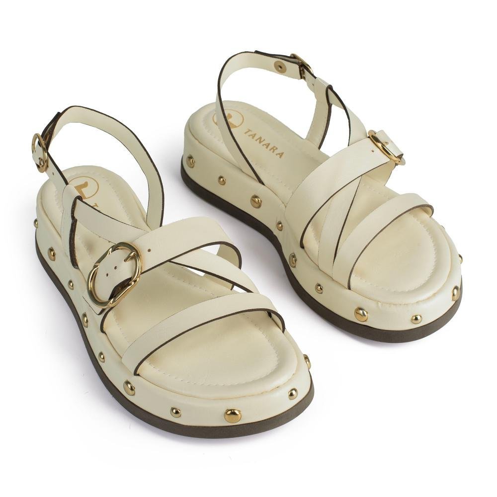Sandália Tanara Flatform Feminina T9222 Bege Claro 6