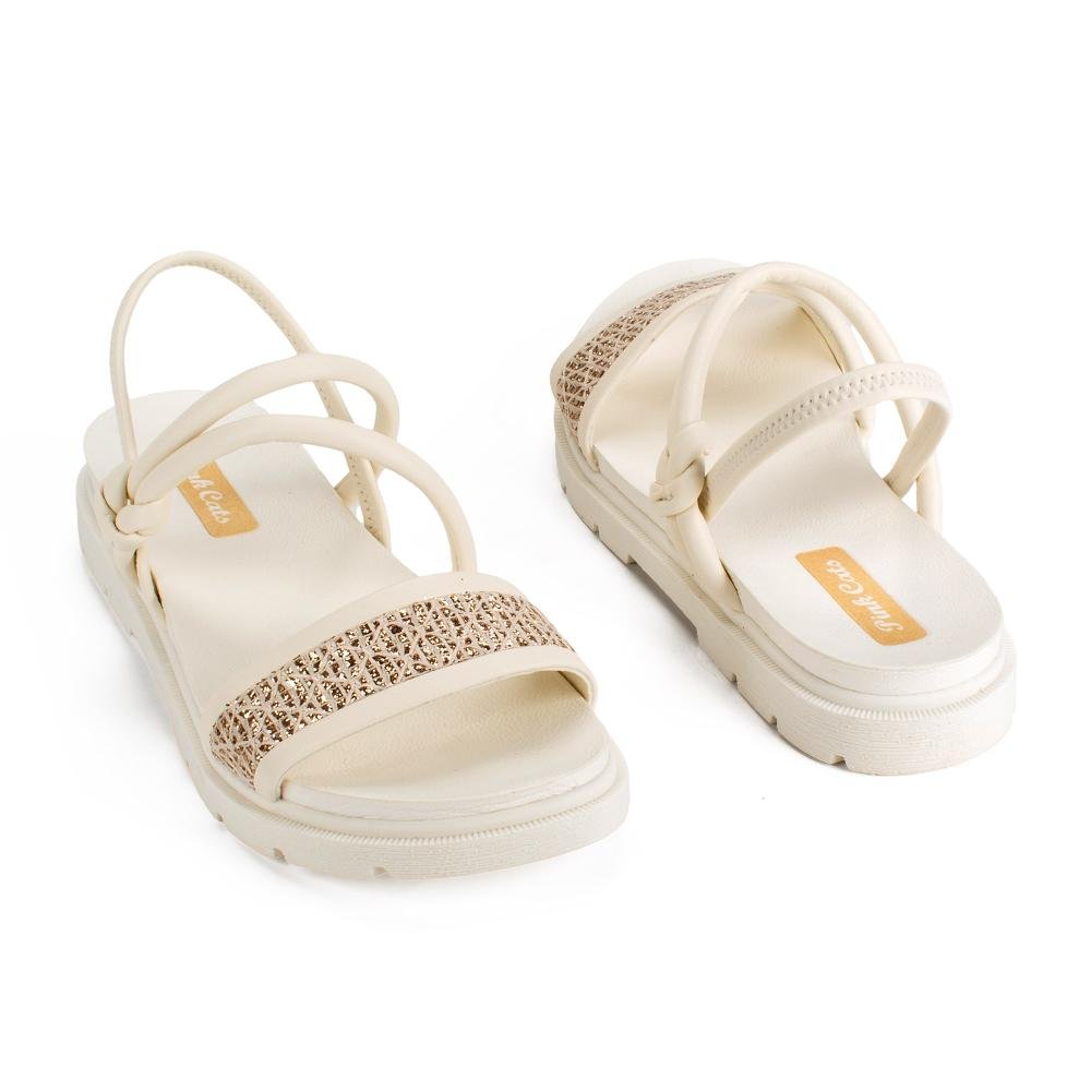 Sandália Pink Cats Infantil Flatform V5742 Bege Claro 6