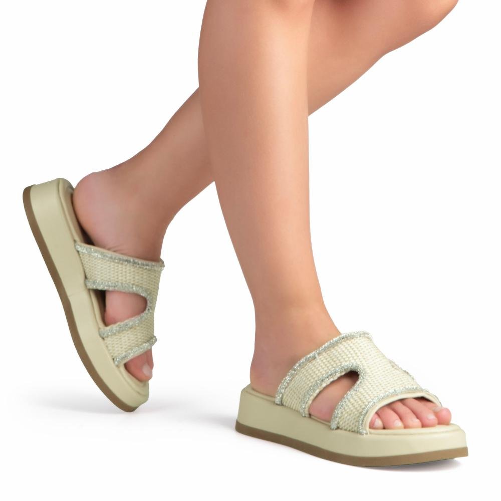Tamanco Tanara Flatform Feminina T9223 Bege Claro 2