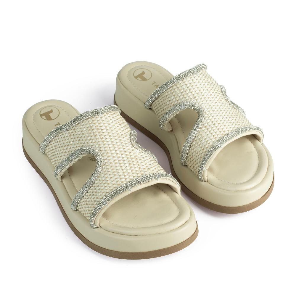 Tamanco Tanara Flatform Feminina T9223 Bege Claro 6
