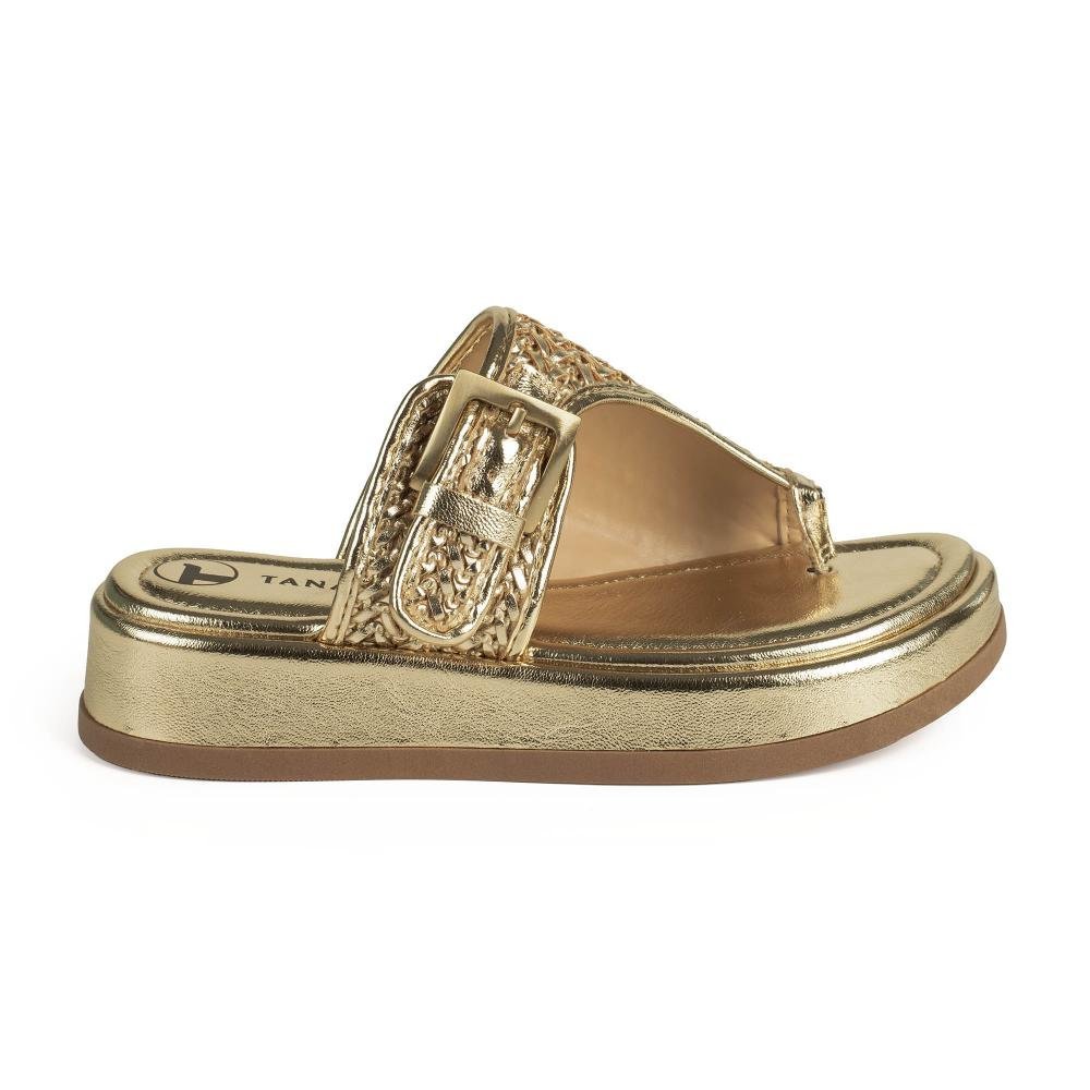 Tamanco Tanara Flatform Feminina T9221 Metalizado/Ouro 3