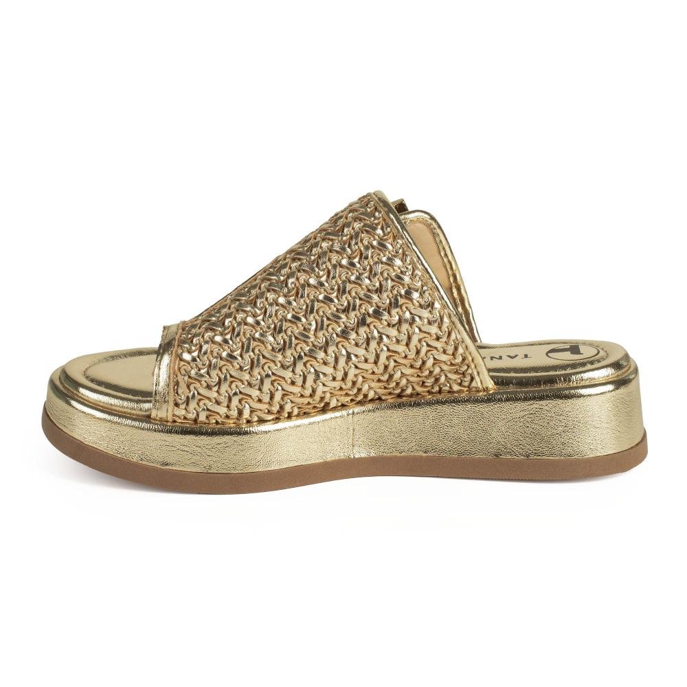 Tamanco Tanara Flatform Feminina T9221 Metalizado/Ouro 4