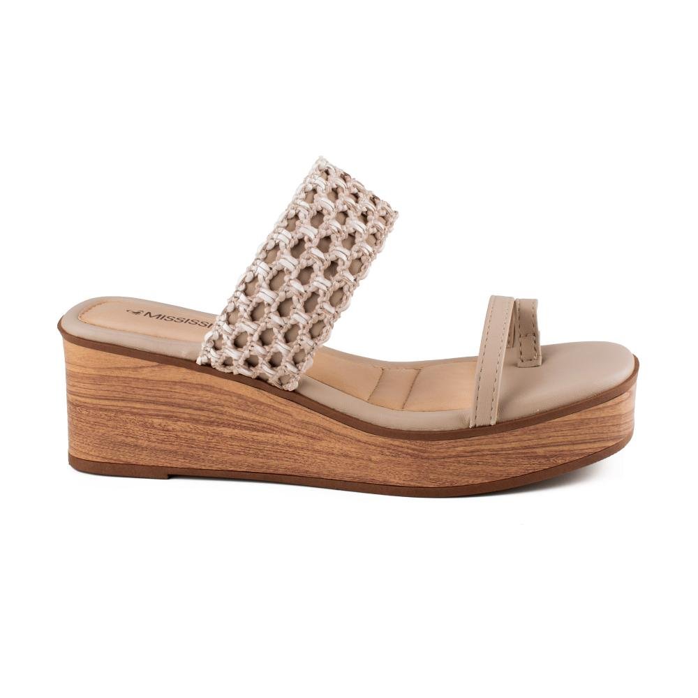 Tamanco Mississipi Anabela Feminina MF491 Bege 3