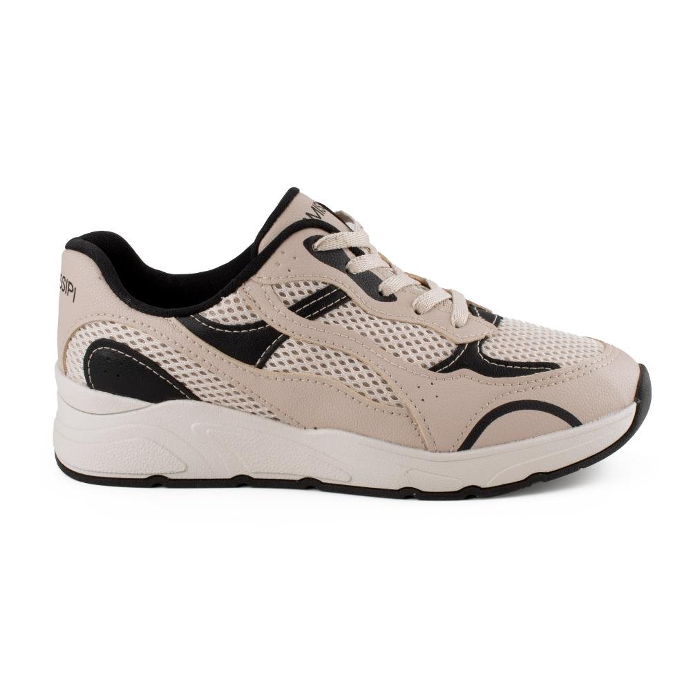 Tênis Mississipi Jogging Feminino MF592 Bege/Preto 3