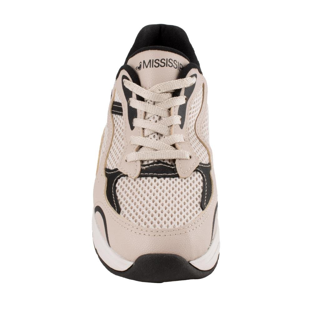 Tênis Mississipi Jogging Feminino MF592 Bege/Preto 6