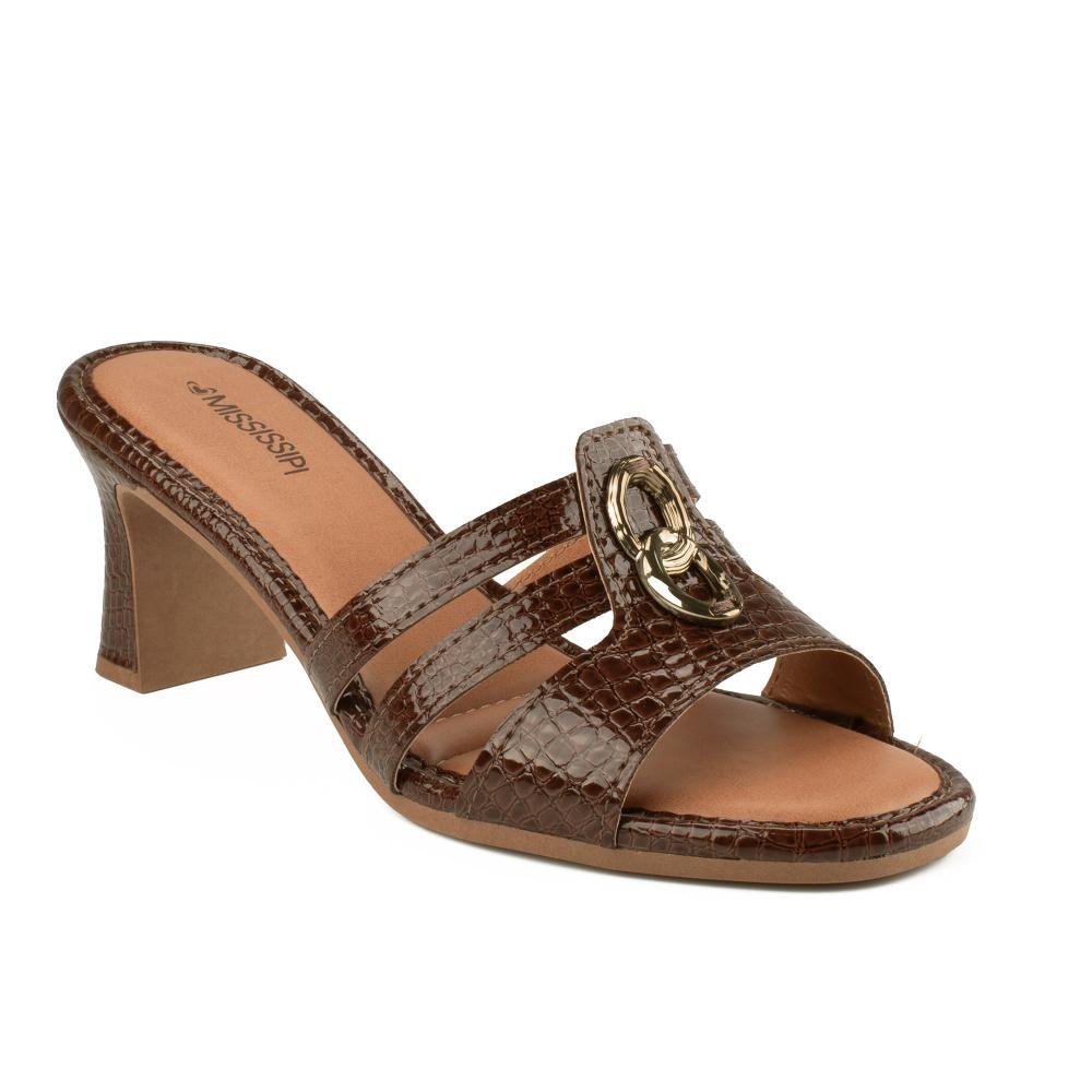 Tamanco Mississipi de Salto Bloco Feminina MF411 Marrom 1