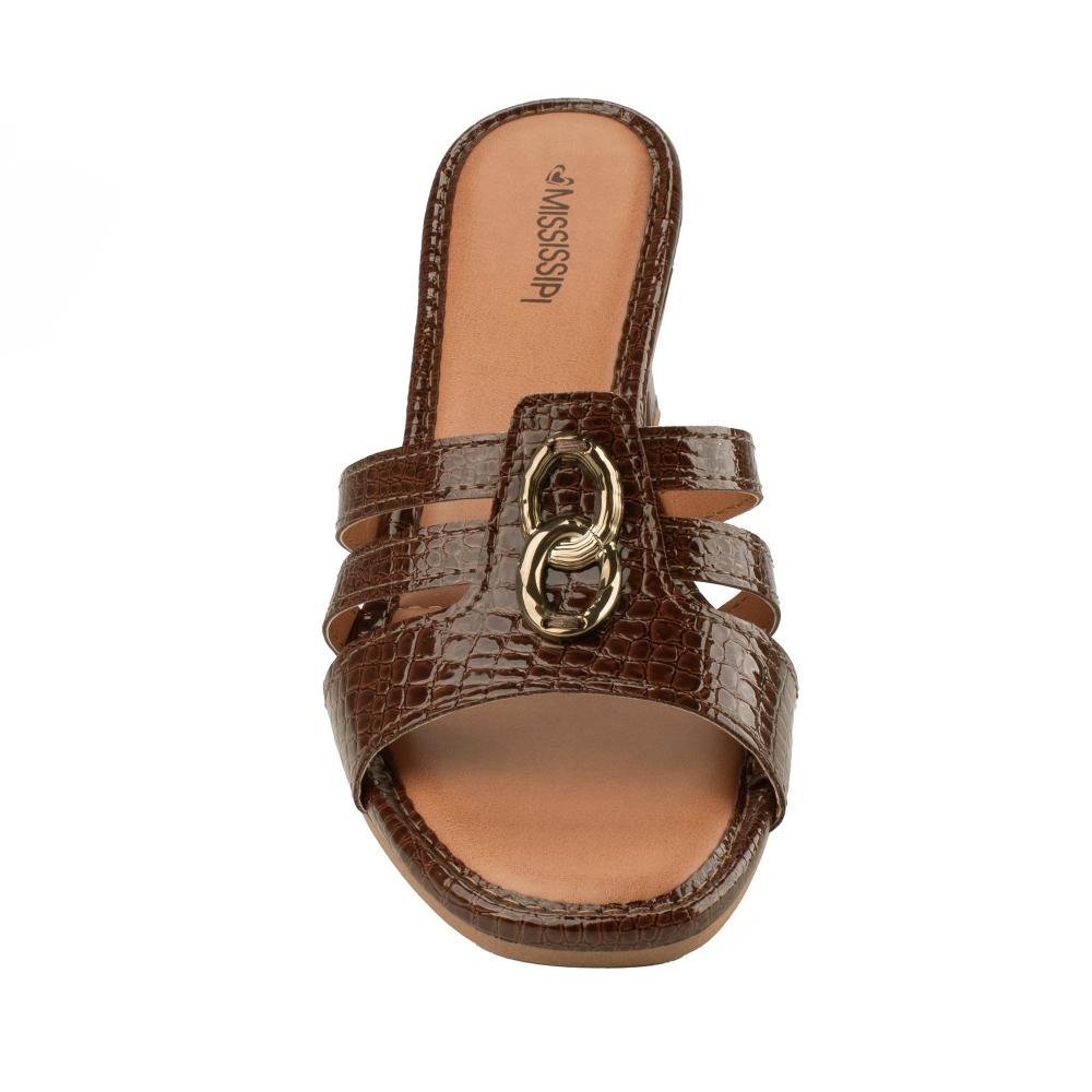 Tamanco Mississipi de Salto Bloco Feminina MF411 Marrom 6