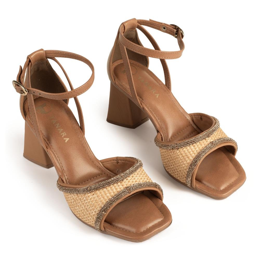 Sandália Tanara de Salto Bloco Feminina T9353 Caramelo 6