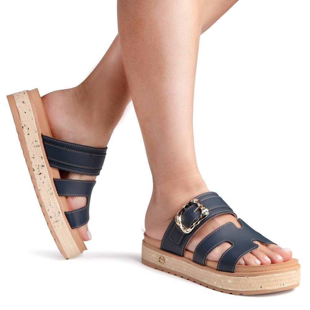 Slide Dakota Flatform Feminina Y9471 Azul Marinho 2