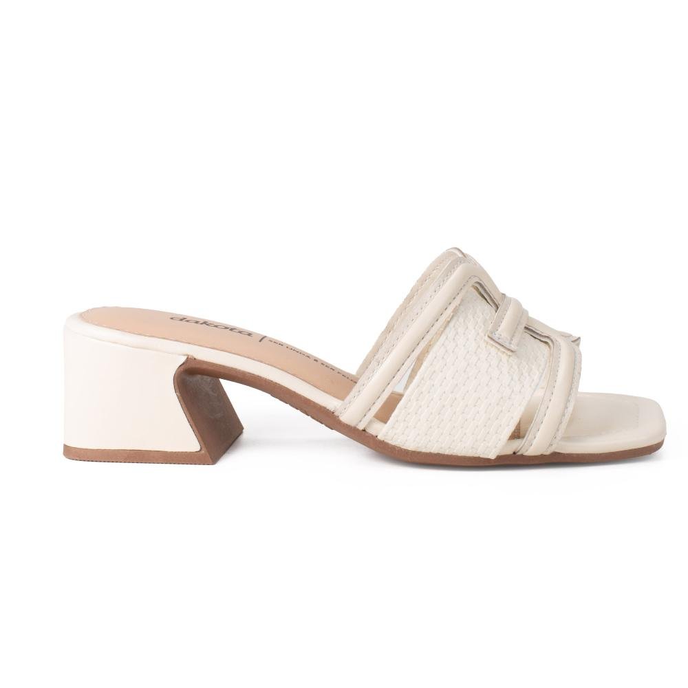 Tamanco Dakota de Salto Bloco Metalizado Feminina Y9491 Branco 3