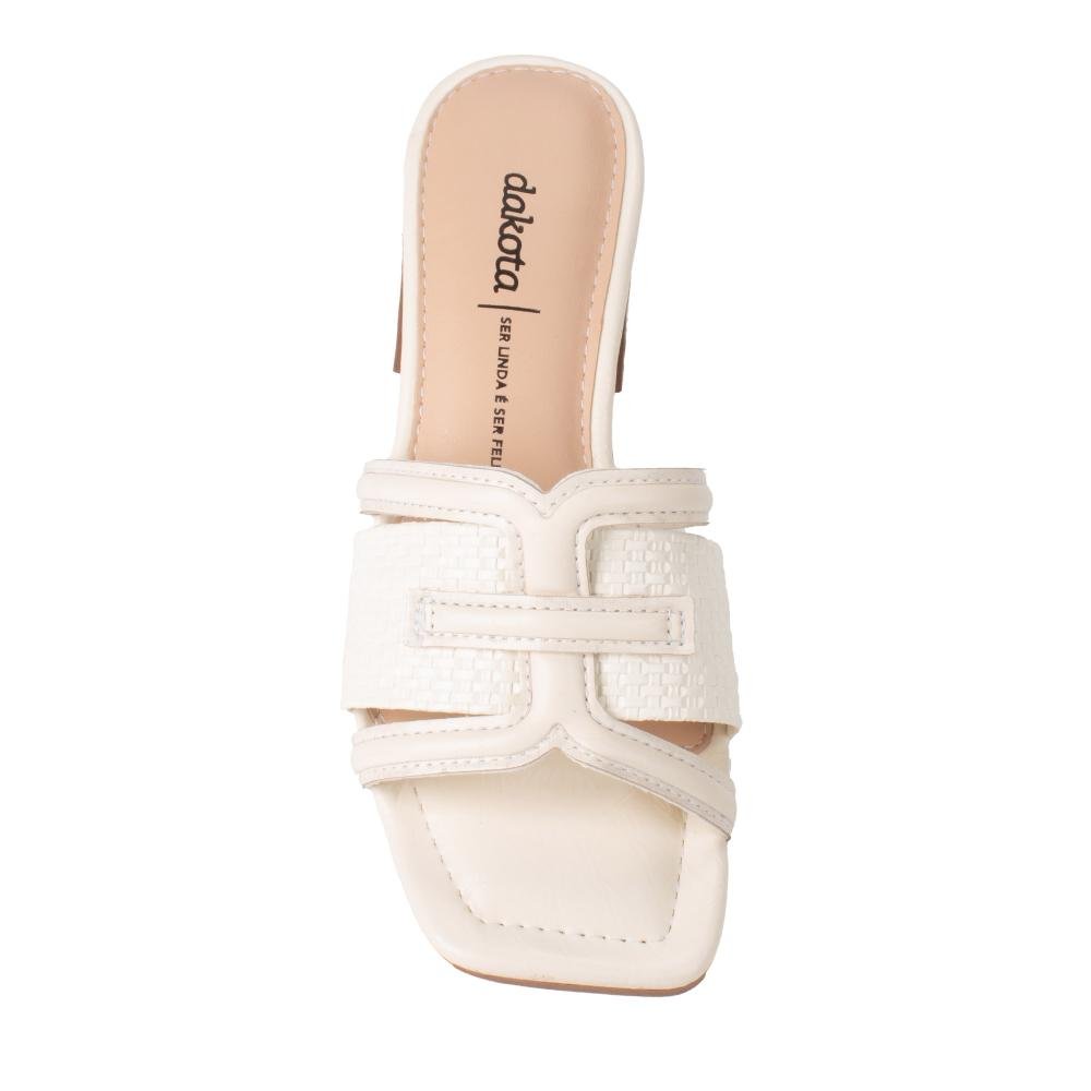Tamanco Dakota de Salto Bloco Metalizado Feminina Y9491 Branco 6