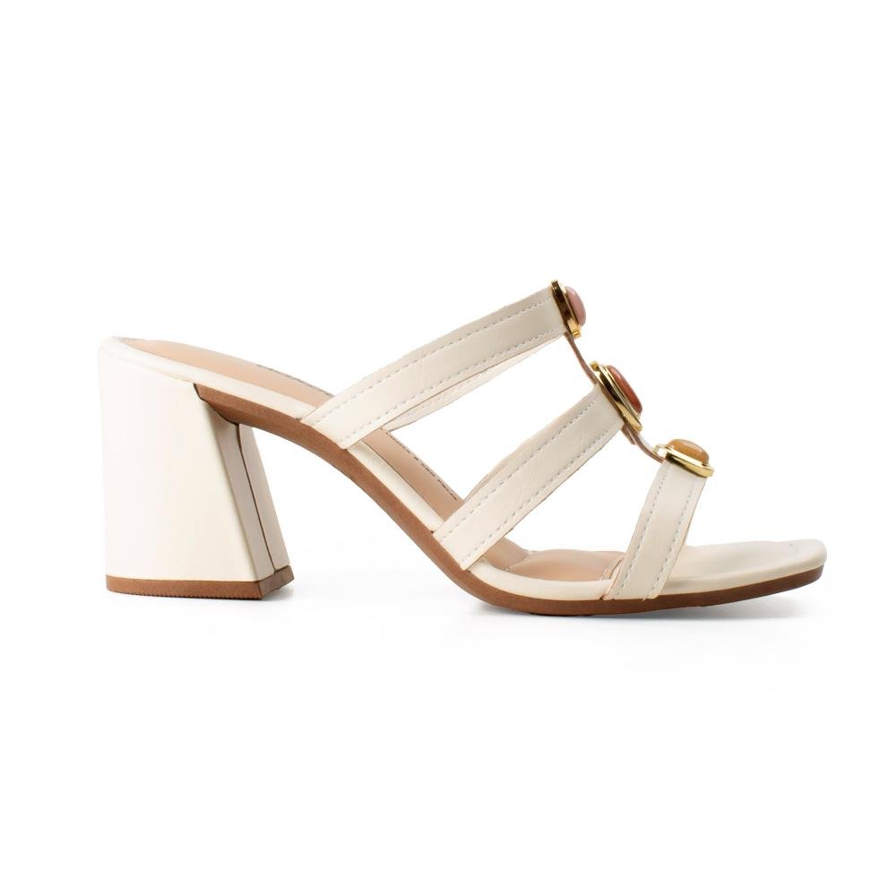 Tamanco Dakota de Salto Bloco Feminina Y9802 Branco 3