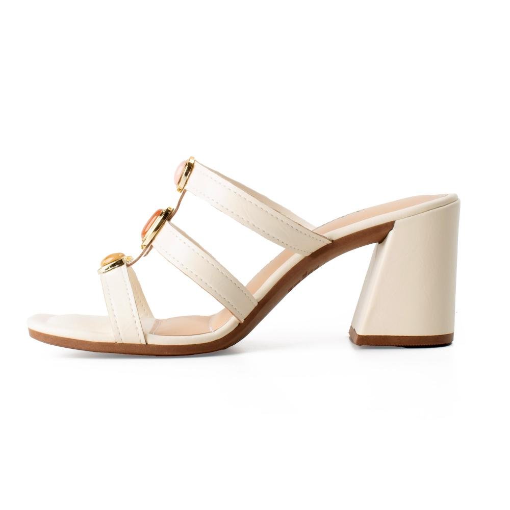 Tamanco Dakota de Salto Bloco Feminina Y9802 Branco 4