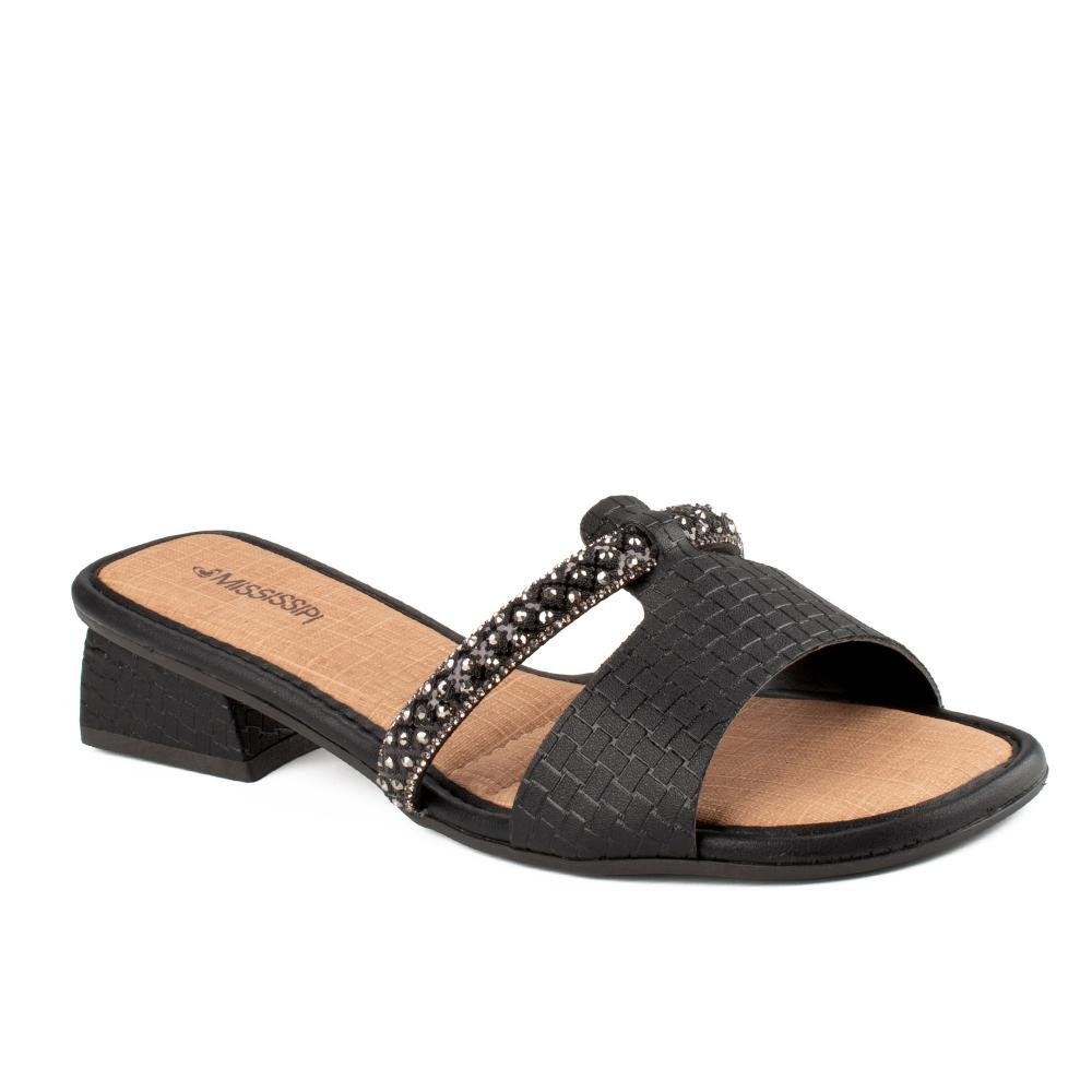 Tamanco Mississipi de Salto Bloco Feminina MF341 Preto 1