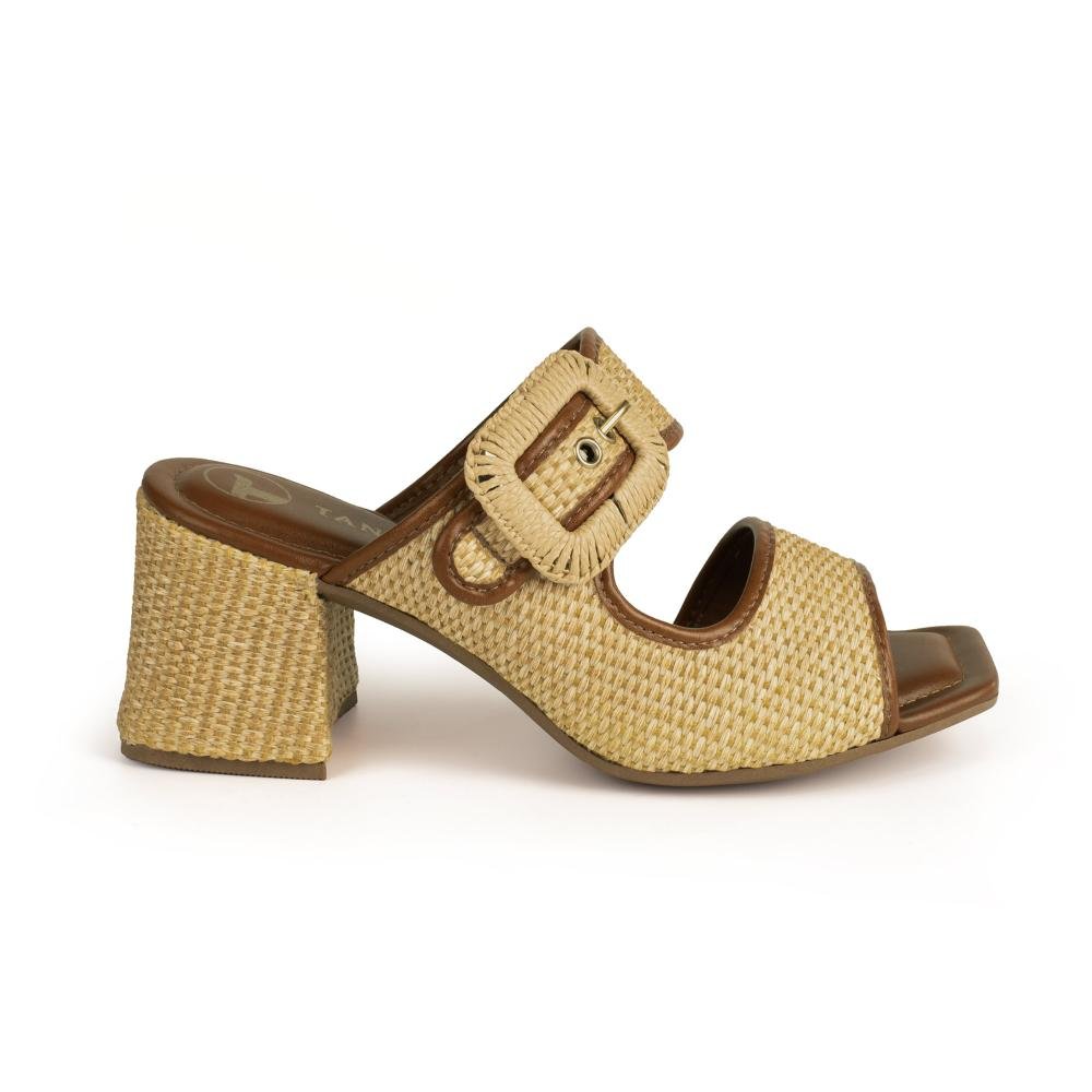 Tamanco Tanara de Salto Bloco Feminina T9244 Caramelo 3