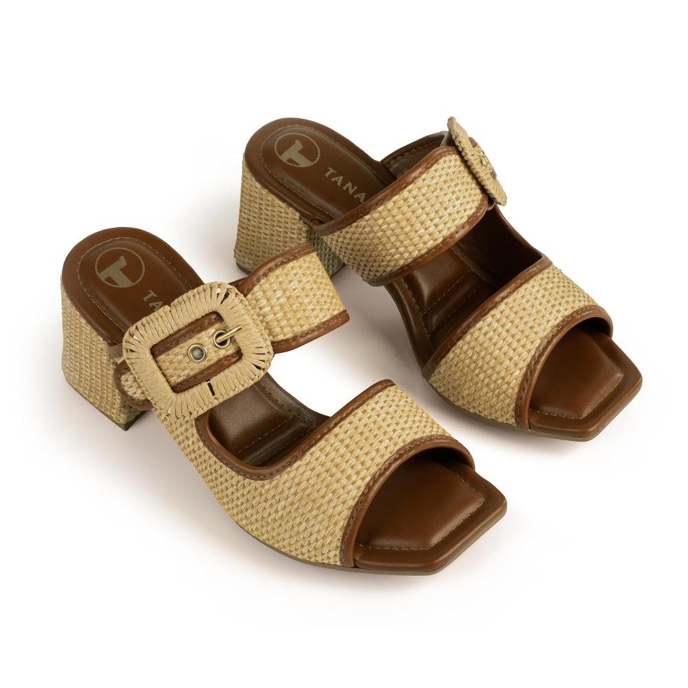 Tamanco Tanara de Salto Bloco Feminina T9244 Caramelo 6