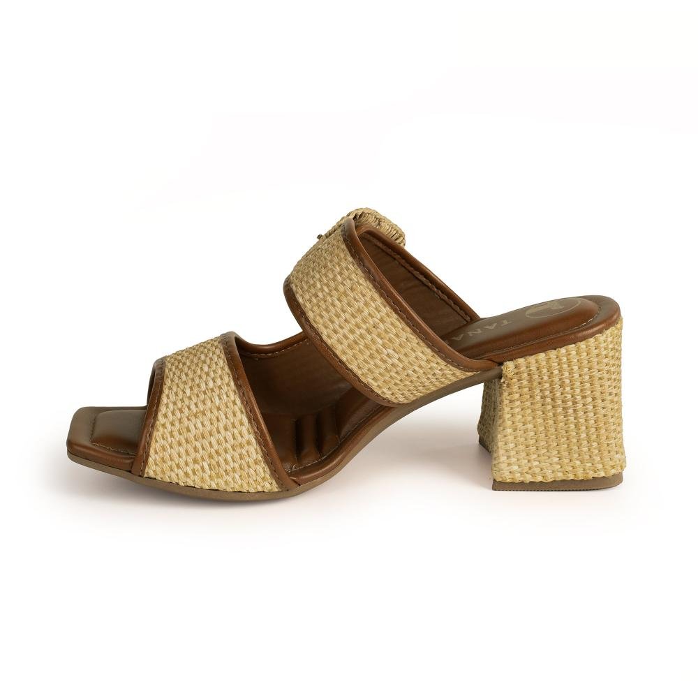 Tamanco Tanara de Salto Bloco Feminina T9244 Caramelo 4