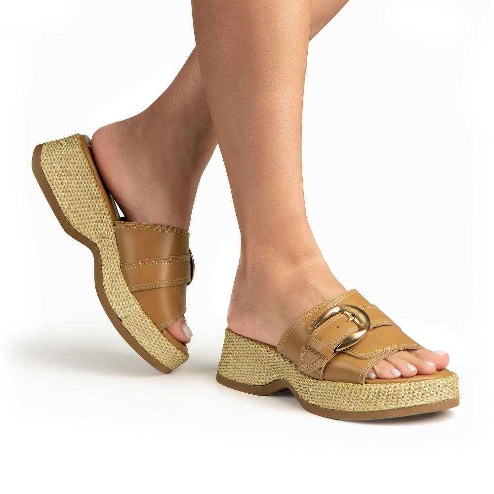 Tamanco Tanara Flatform Feminina T9231 Caramelo 2
