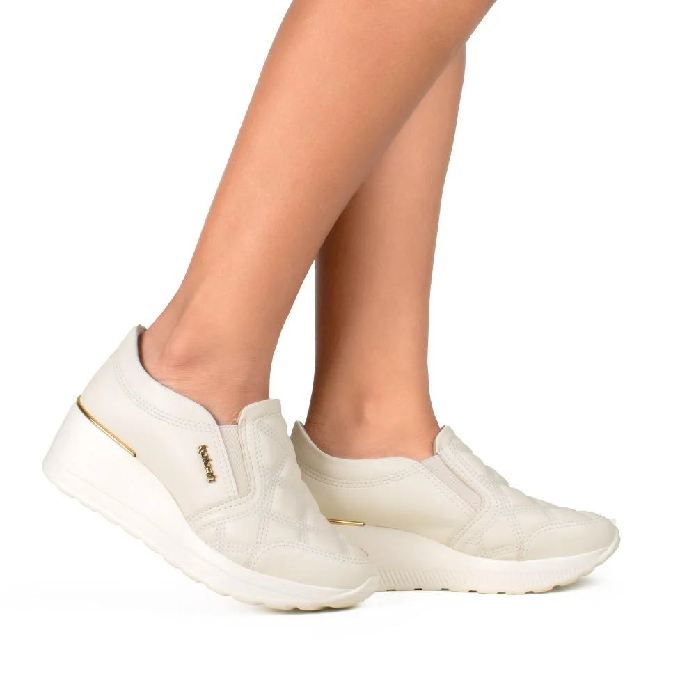 Tênis Kolosh Upper Slip On Feminino C1419A Bege Claro 2