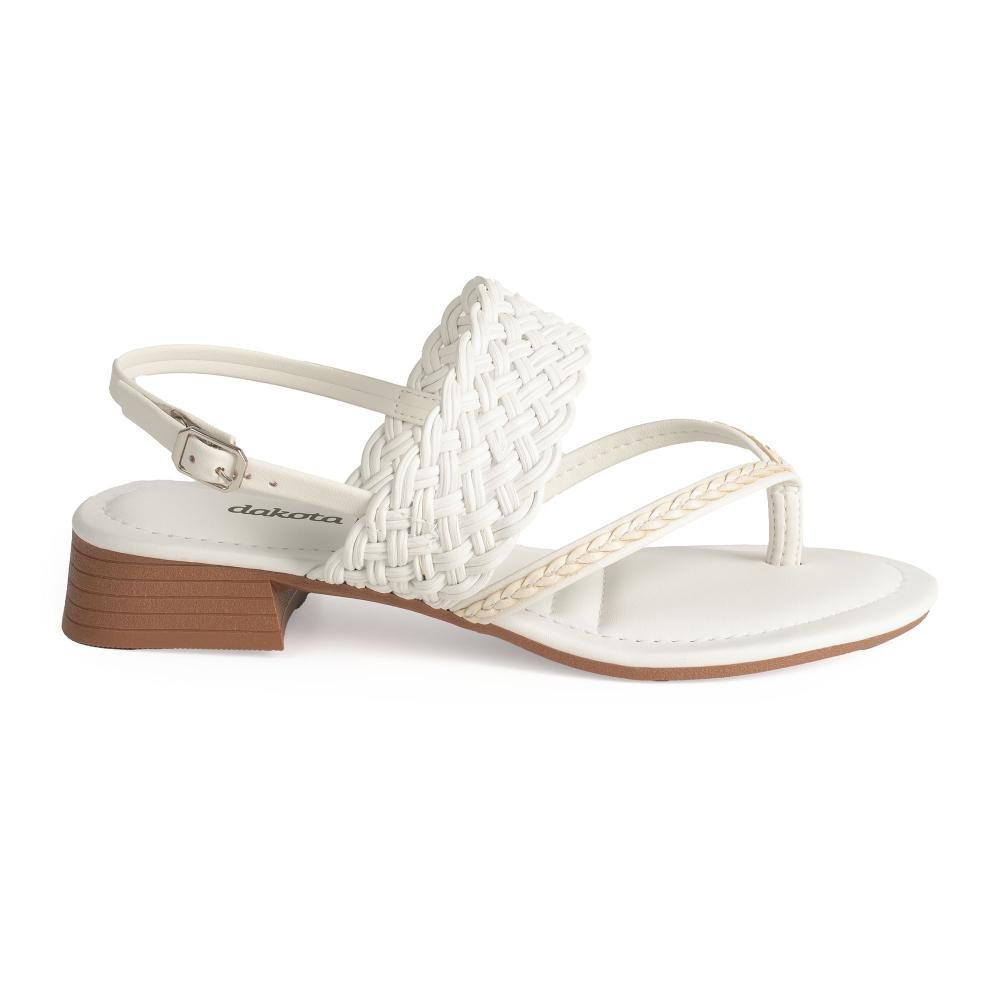 Sandália Dakota de Salto Baixo Metalizada Feminina Y9483 Branco 3