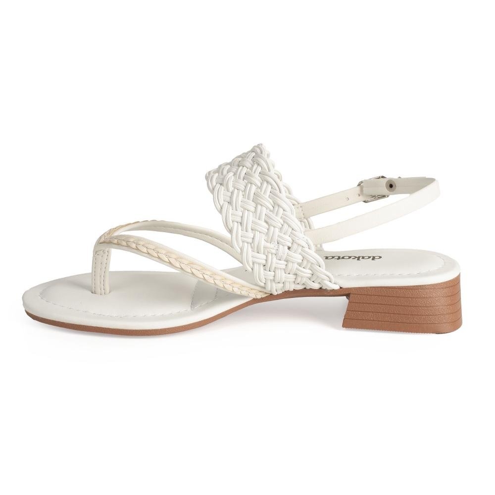 Sandália Dakota de Salto Baixo Metalizada Feminina Y9483 Branco 4