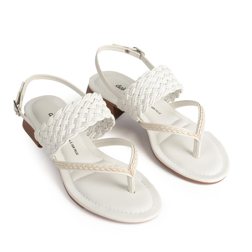 Sandália Dakota de Salto Baixo Metalizada Feminina Y9483 Branco 6
