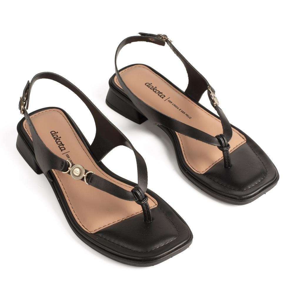 Sandália Dakota de Salto Baixo Feminina Y8876 Preto 6