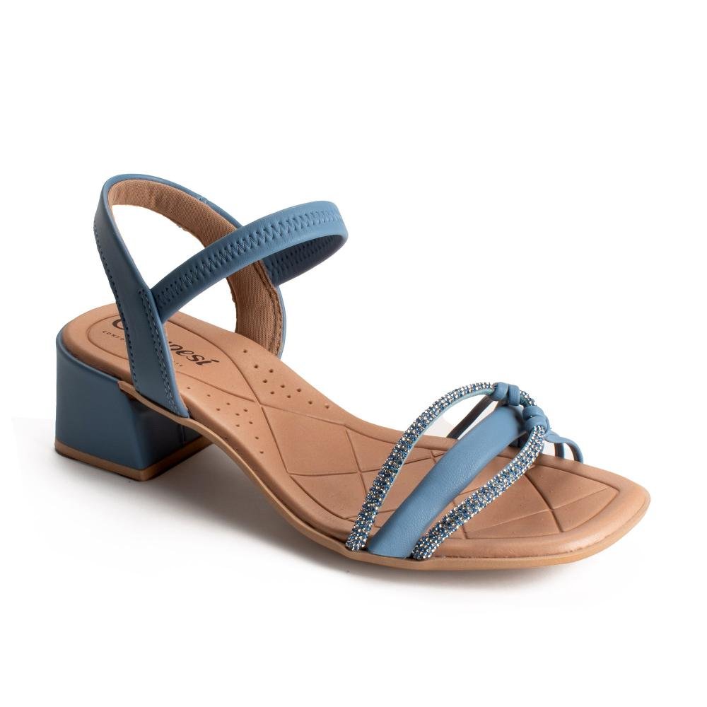 Sandália Campesí de Salto Bloco Feminina CE151 Azul 1