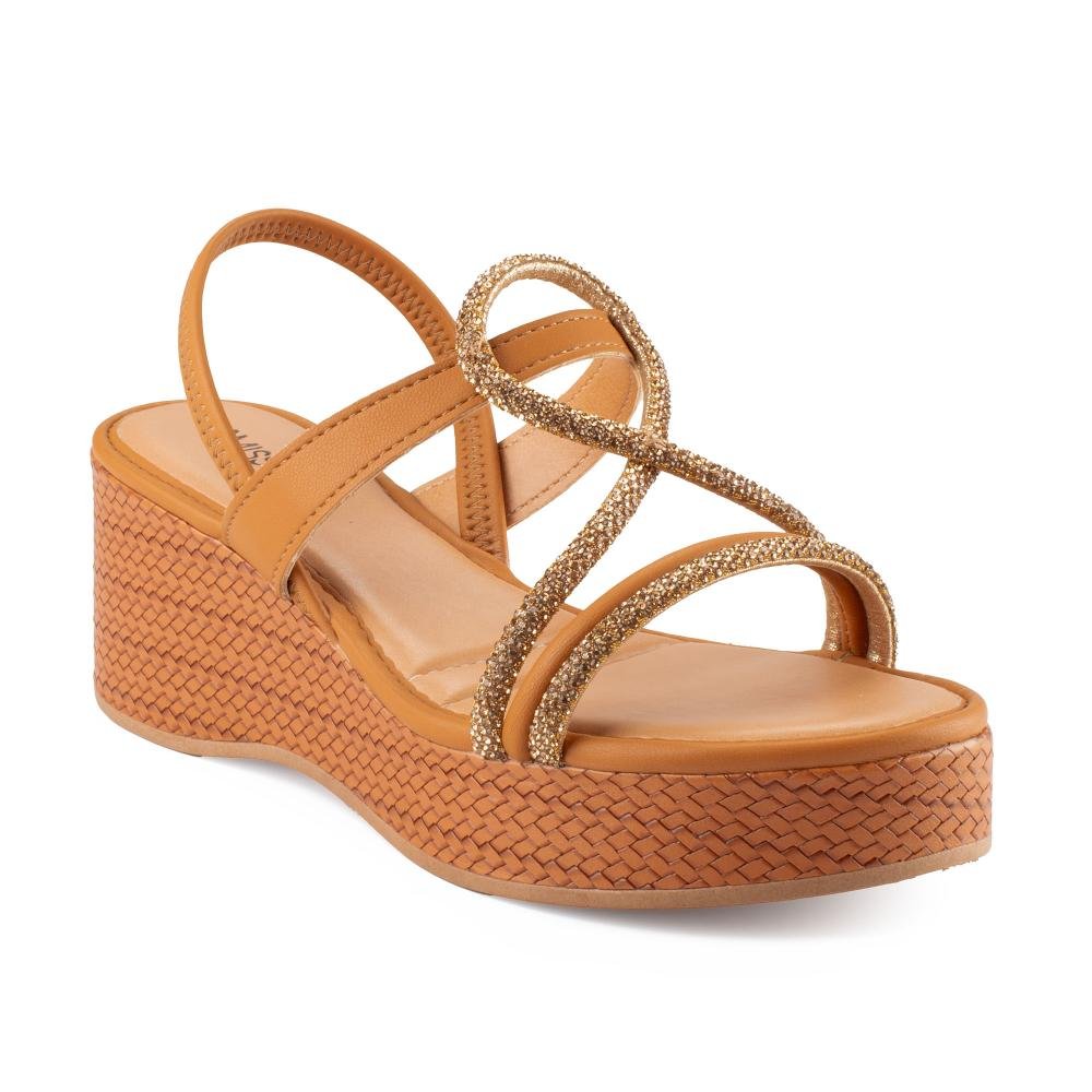 Sandália Mississipi Anabela Feminina MF501 Caramelo