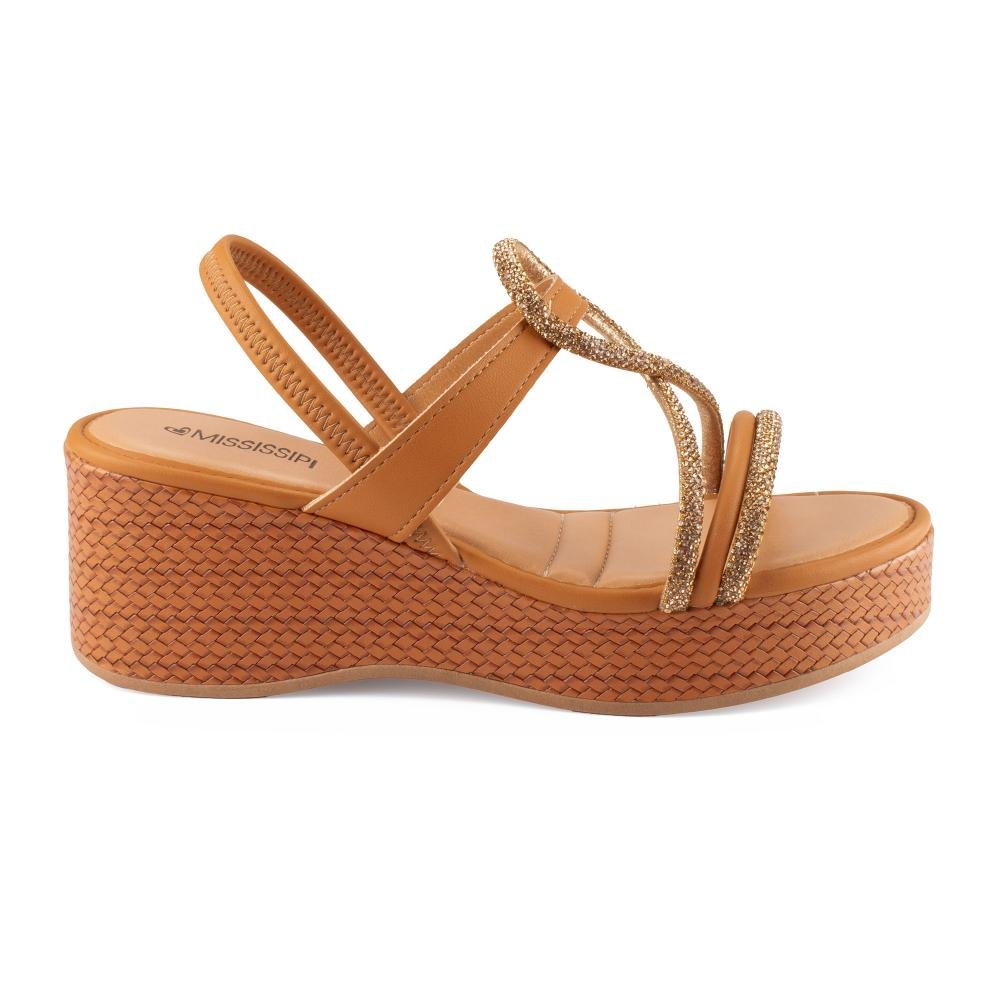 Sandália Mississipi Anabela Feminina MF501 Caramelo 3