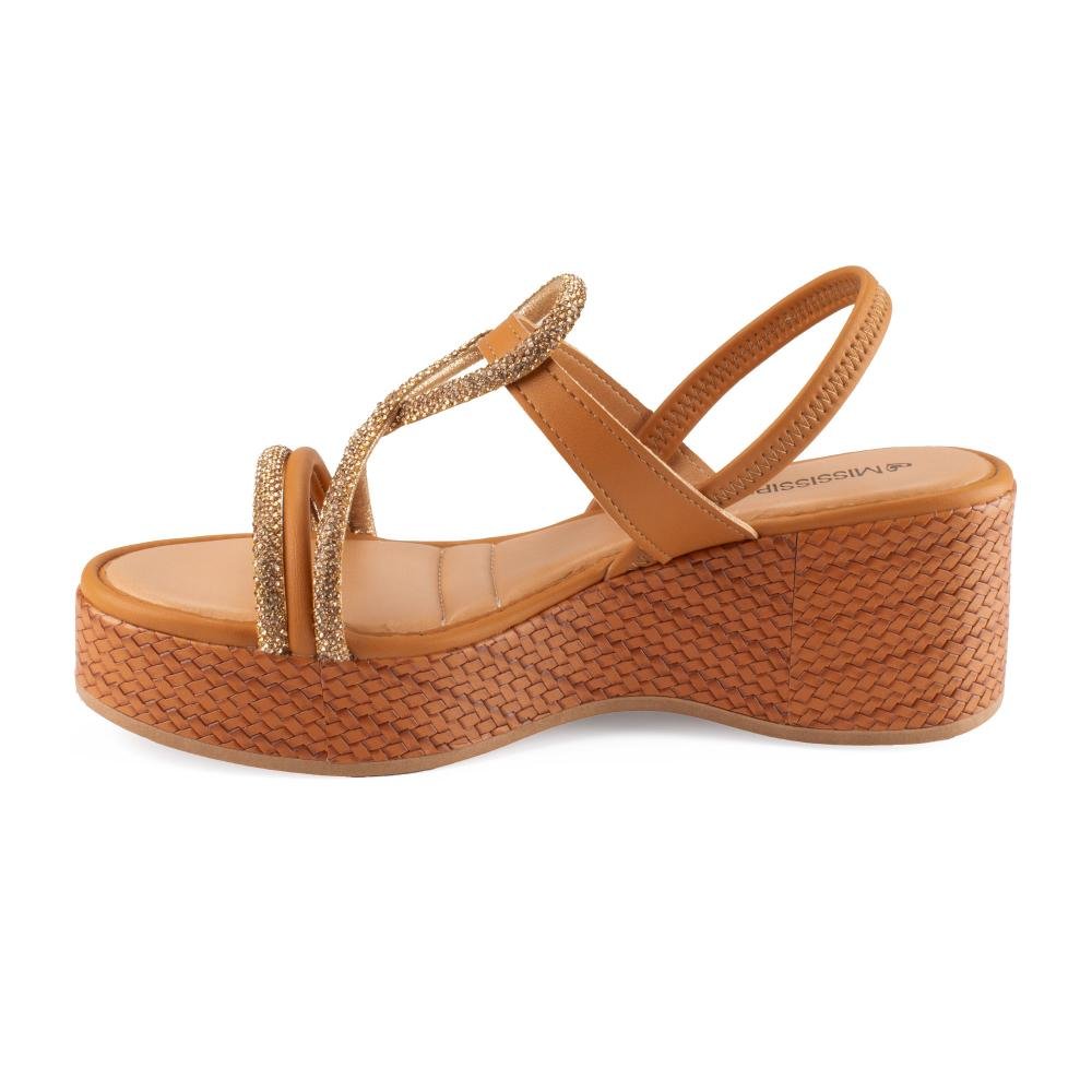 Sandália Mississipi Anabela Feminina MF501 Caramelo 4
