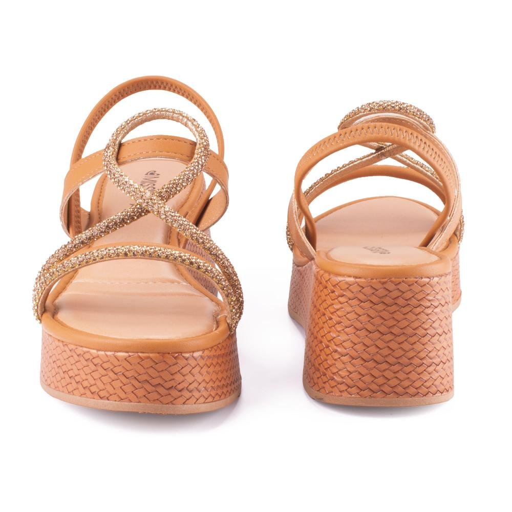 Sandália Mississipi Anabela Feminina MF501 Caramelo 6