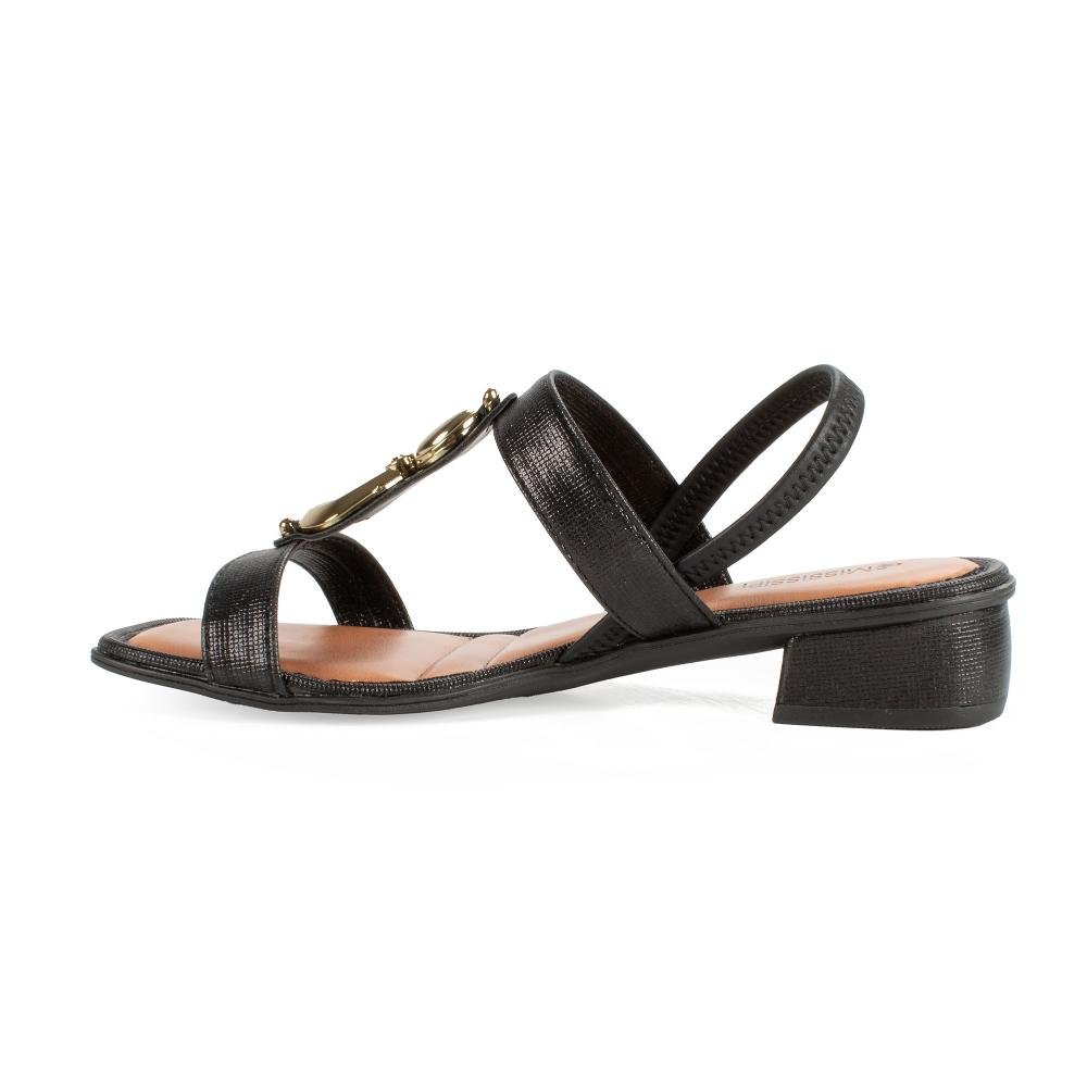 Sandália Mississipi de Salto Bloco Metalizada Feminina MF893 Preto 4
