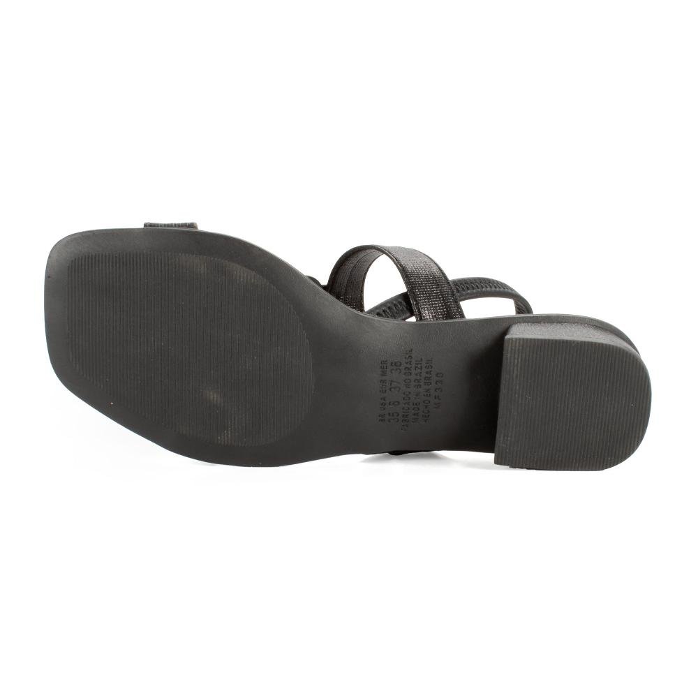 Sandália Mississipi de Salto Bloco Metalizada Feminina MF893 Preto 5