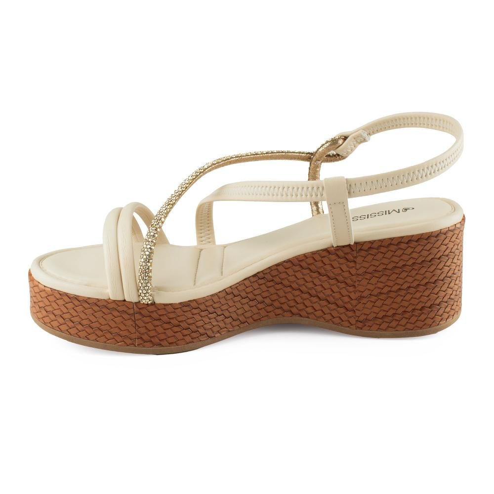 Sandália Mississipi Anabela Feminina MF502 Bege 4