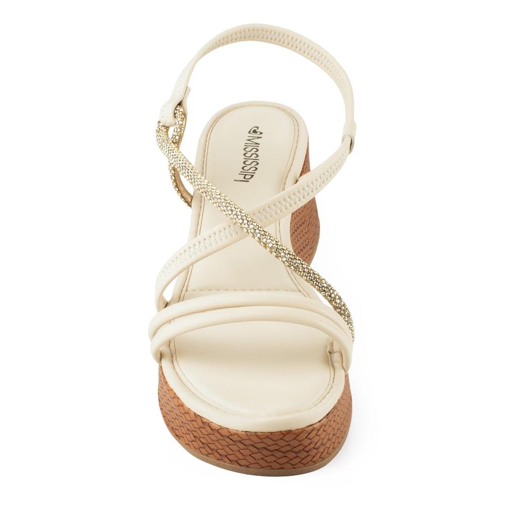 Sandália Mississipi Anabela Feminina MF502 Bege 6