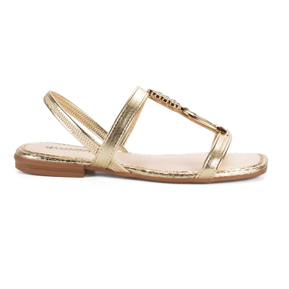 Sandália Mississipi Rasteira Feminina MF311 Metalizado Ouro 3