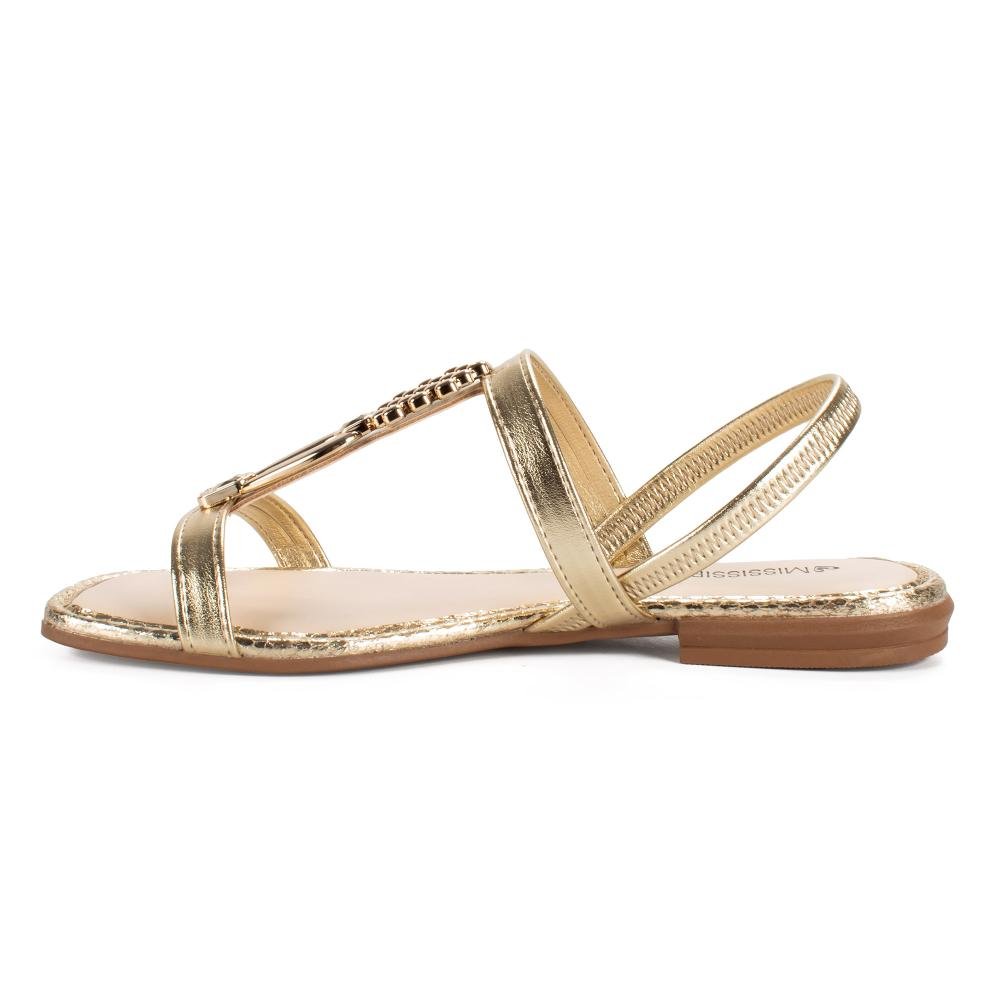 Sandália Mississipi Rasteira Feminina MF311 Metalizado Ouro 4