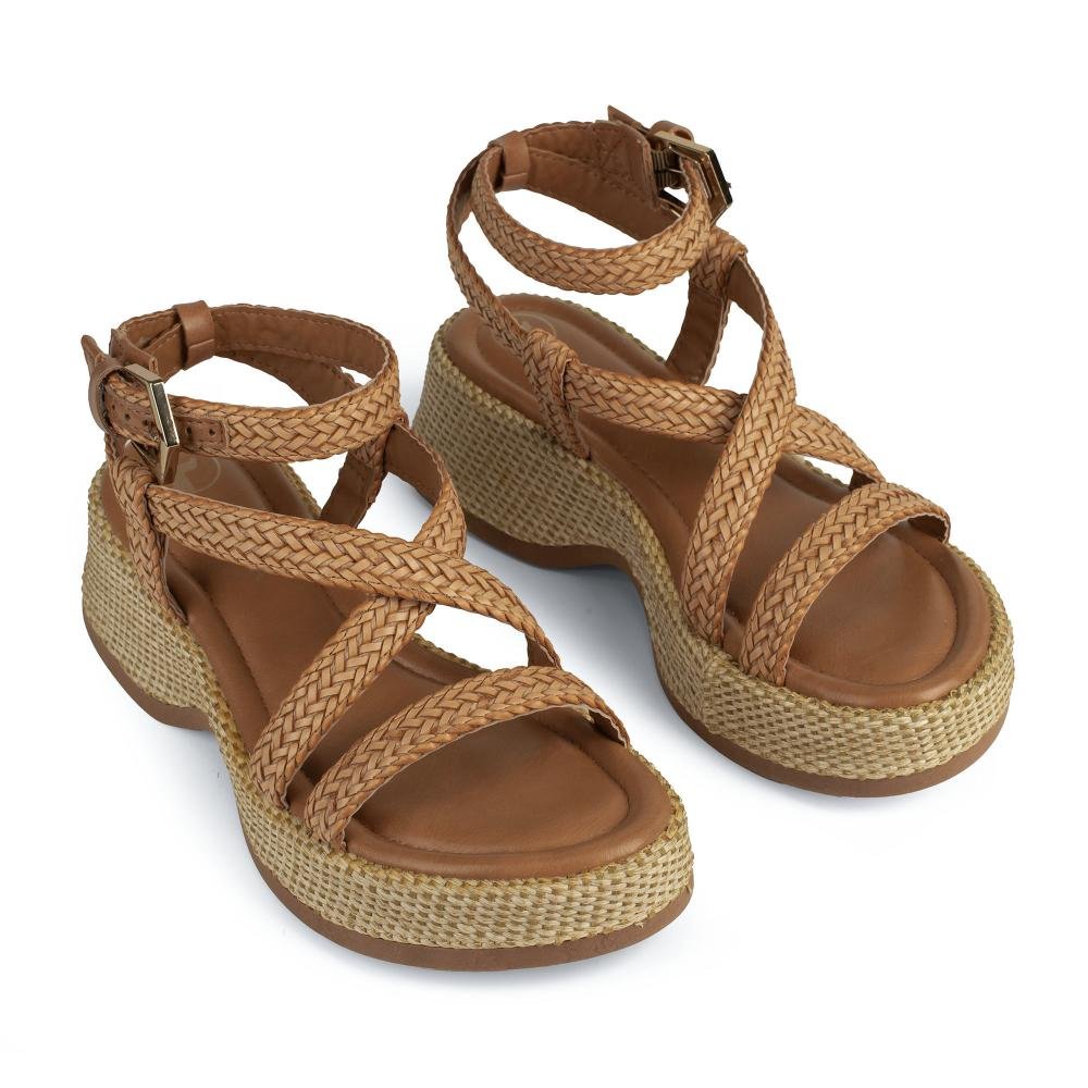 Sandália Tanara Flatform Feminina T9233 Caramelo 6