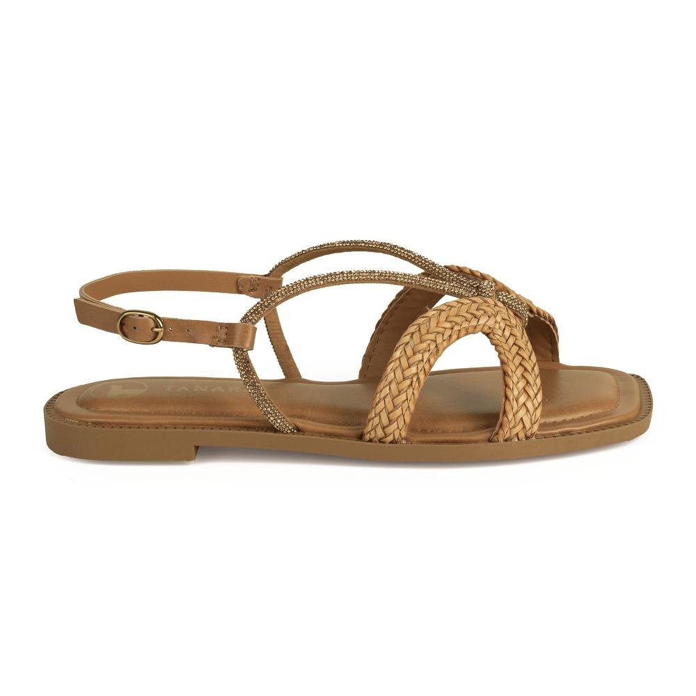 Sandália Tanara Rasteira Feminina T9172 Caramelo 3