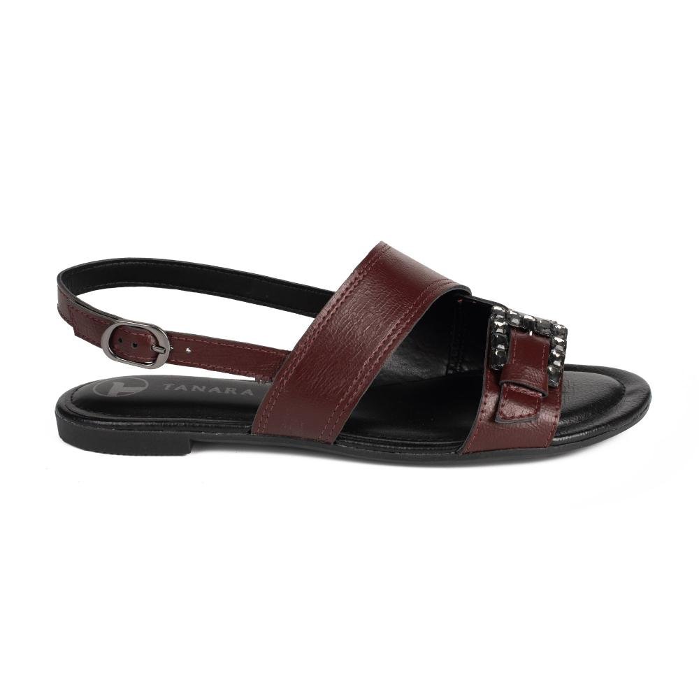 Sandália Tanara Rasteira Feminina T9182 Bordô 3