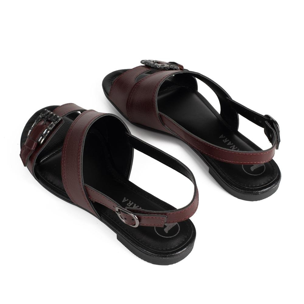 Sandália Tanara Rasteira Feminina T9182 Bordô 6