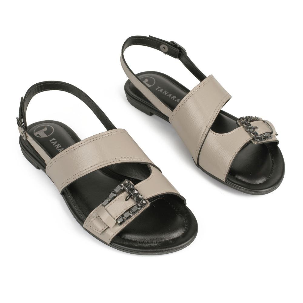 Sandália Tanara Rasteira Feminina T9182 Bege 6
