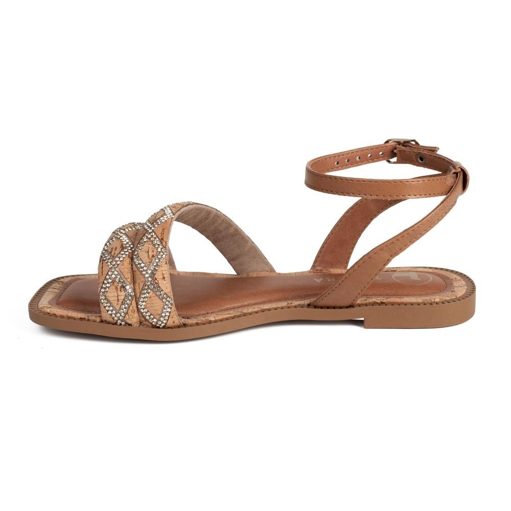 Sandália Tanara Rasteira Feminina T9341 Caramelo 4